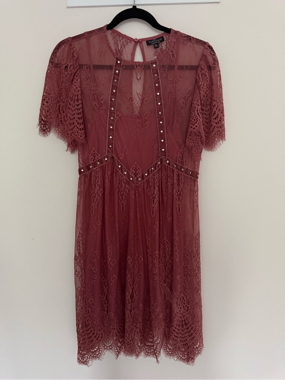 Topshop Burgundy Lace Mini Dress - Picture 2 of 2